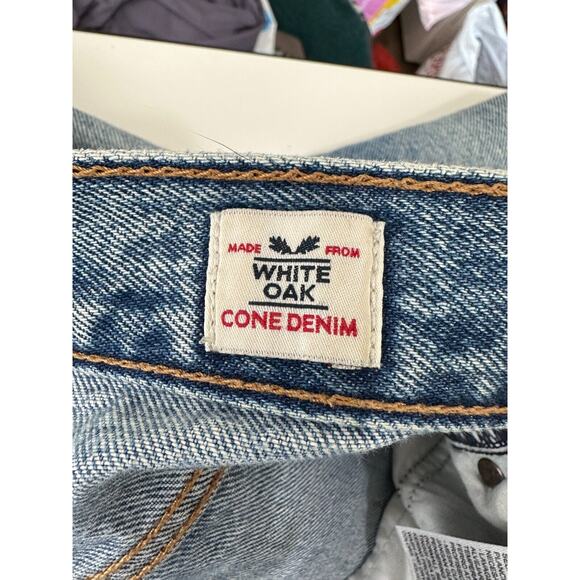 Levis White Oak Cone Denim Light Medium Wash Button Fly Distressed Slim Leg Jean - Picture 8 of 16